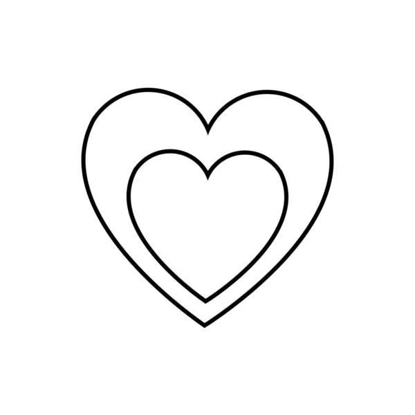 Icono simple lineal en blanco y negro de un hermoso dos corazones enamorados para la fiesta del amor en el Día de San Valentín o el 8 de marzo. Ilustración vectorial — Vector de stock