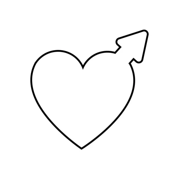 Icône simple linéaire en noir et blanc d'un beau symbole d'une femme astronomique et de Vénus au cœur pour la fête de l'amour le jour de la Saint-Valentin ou le 8 mars. Illustration vectorielle — Image vectorielle