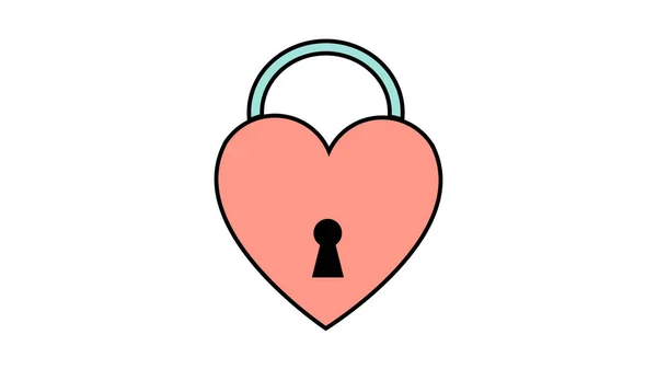 Jednoduchá plochá ikona ve tvaru krásného visacího zámku ve tvaru srdce s klíčovou dírkou pro svátky lásky na Valentýna nebo 8. března. Vektorová ilustrace — Stockový vektor