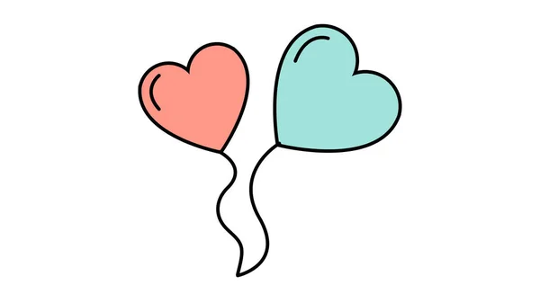 Simple icône de style plat de beaux deux ballons en forme de cœur pour la fête de l'amour le jour de la Saint-Valentin ou le 8 Mars. Illustration vectorielle — Image vectorielle