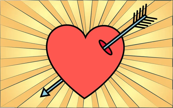 Prosta płaska ikona stylu pięknego serca przebita strzałą kupidyna na święto miłości w Walentynki lub 8 marca. Ilustracja wektora — Wektor stockowy