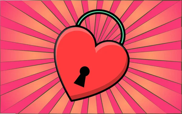 Prosta płaska ikona w kształcie pięknej kłódki w kształcie serca z dziurką od klucza na święto miłości w Walentynki lub 8 marca. Ilustracja wektora — Wektor stockowy