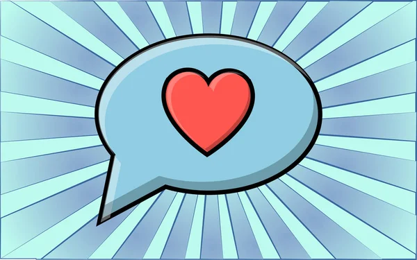 A simple flat-style icon of a beautiful heart in the dialog cloud of thoughts for the feast of love Valentine's Day or March 8. Vector illustration — 스톡 벡터
