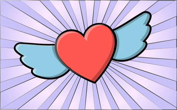 Simple icône plate beaux cœurs avec des ailes pour la fête de l'amour, la Saint-Valentin ou le 8 Mars. Illustration vectorielle — Image vectorielle