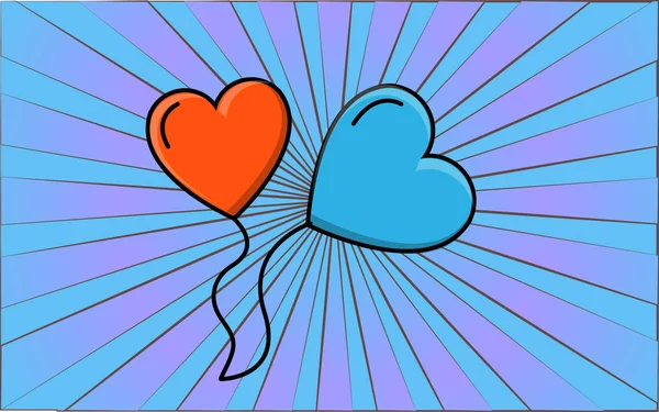 Icono de estilo plano simple de hermosos dos globos en forma de corazones para la fiesta del amor en el Día de San Valentín o el 8 de marzo. Ilustración vectorial — Archivo Imágenes Vectoriales