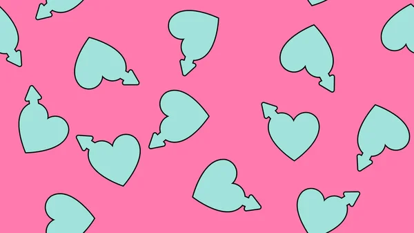 Texture seamless pattern of flat icons of hearts and symbols of men, love items for the holiday of love Valentine's Day February 14 or March 8 on a pink background. Vector illustration — 스톡 벡터