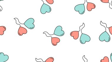 Düz balon desenleri kalp şeklinde, aşk şöleni için aşk objeleri 14 Şubat veya 8 Mart 'ta beyaz arka planda. Vektör illüstrasyonu