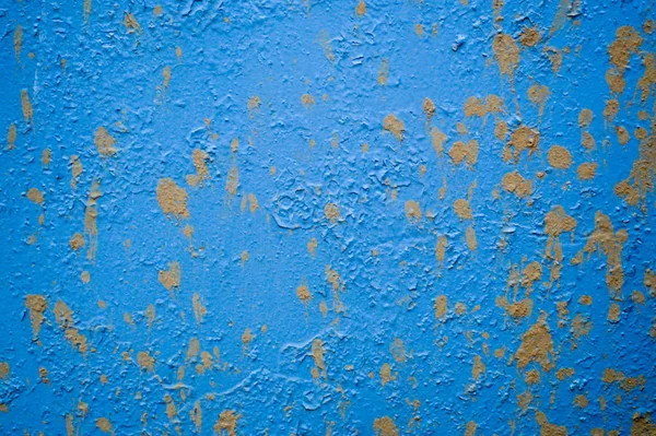 Kék vas régi karcos rongyos fémfal foltokkal és földcseppekkel. textúra, háttér — Stock Fotó