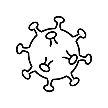 Zararlı yeni Çin mikrobiyal virüsünün siyah ve beyaz hacimli simgesi. Covid 019 koronavirüs salgını salgını. Vektör illüstrasyonu