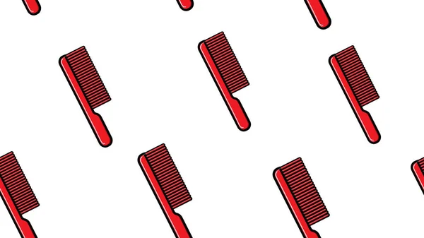 Texture seamless pattern red hairbrush on a white background to create a designer style in hairdressing studios and offices, stylish wallpaper, unusual picture. Vector illustration — Stock Vector