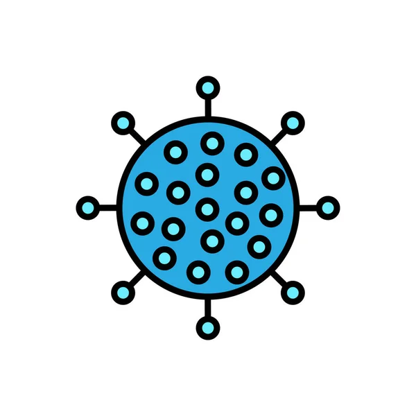 Icono azul del microbio del virus médico chino cepa mortal peligrosa covid 019 enfermedad pandémica epidémica coronavirus. Ilustración vectorial aislada sobre fondo blanco — Vector de stock