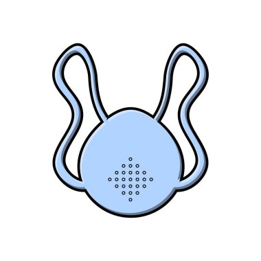 Mavi renkli koruyucu gazlı bez kağıdı maskesi virüse karşı bir solunum cihazının tehlikeli cins covid-19 koronavirüs salgını salgınına karşı. Vektör illüstrasyonu