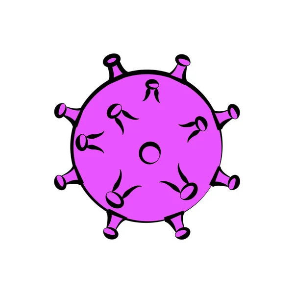 Пурпурная икона медицинского китайского вируса микроб опасный смертельный штамм ковид-19 коронавируса эпидемии пандемии заболевания. Векторная иллюстрация на белом фоне — стоковый вектор