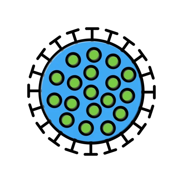 Icono azul del microbio del virus médico chino cepa mortal peligrosa covid-19 enfermedad pandémica epidémica coronavirus. Ilustración vectorial aislada sobre fondo blanco — Vector de stock