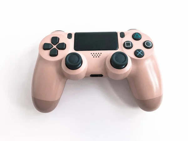Belle rouge numérique moderne nouveau joystick de jeu pour manette de jeux vidéo sur fond rose — Photo