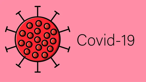 粉红背景下的红色危险传染性致命呼吸道大肠癌大流行、 covid-19型微生物病毒 — 图库矢量图片