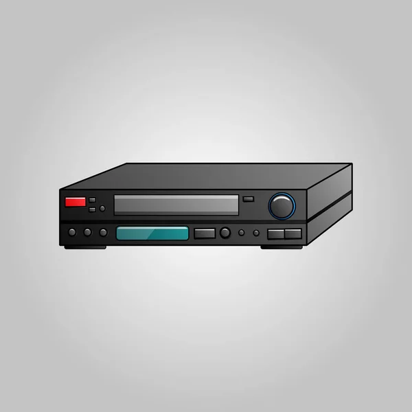 Old beautiful retro hipster video cassette recorder for watching movies from the 70s, 80s, 90s on a blue background — Stock Vector