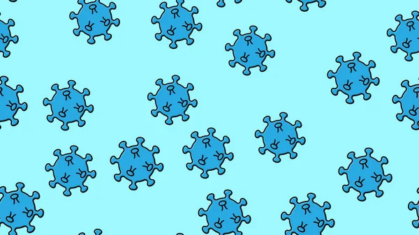 Patrón sin fisuras sin fin de epidemia pandémica mortal infecciosa azul de coronavirus respiratorios mortales, virus del microbio Covid-19 que causan neumonía en un fondo azul — Vector de stock