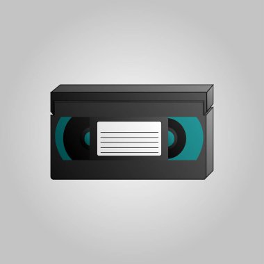 70 'li, 80' li, 90 'lı yılların filmlerini mavi arka planda izlemek için eski güzel hipster video kaseti.
