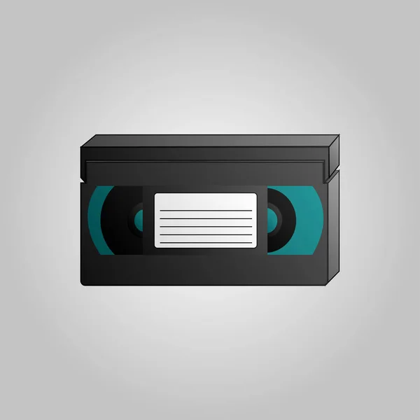Стара красива ретро хіпстерська відеокасета для перегляду фільмів 70-х, 80-х, 90-х на синьому фоні — стоковий вектор