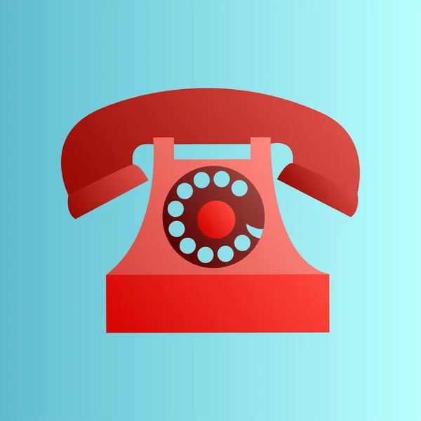Старый красивый ретро хипстерский красный телефон 70-х, 80-х, 90-х годов на синем фоне — стоковый вектор
