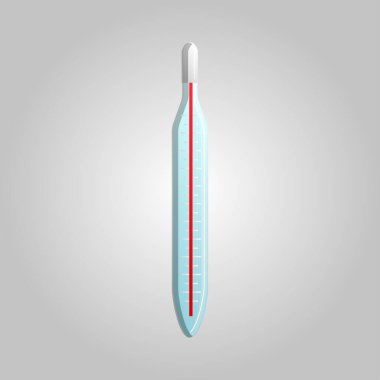 Beyaz arka plandaki sıcaklığı ölçmek için eski bir termometrenin güzel tıbbi simgesi