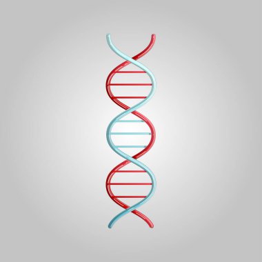 Bilimsel DNA molekülünün güzel tıbbi simgesi, beyaz arka plandaki genler.