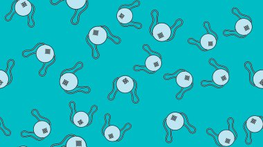 Ölümcül koronavirüs salgınına karşı korunmak için tıbbi tek kullanımlık maskeleri ve solunum maskeleri olan kusursuz bir model mavi arka planda Covid-19 mikrop virüsü.