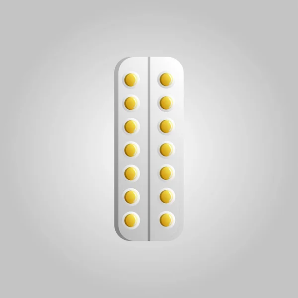 Belo pacote de ícone médico de blisters com cápsulas de pílulas com remédio para o tratamento de doenças em um fundo branco —  Vetores de Stock
