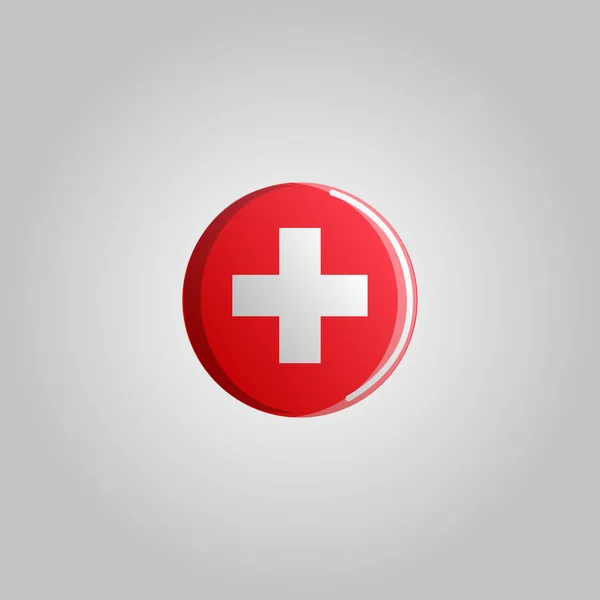 Belle icône médicale rouge emblème de la médecine et des premiers soins avec une croix sur fond blanc — Image vectorielle
