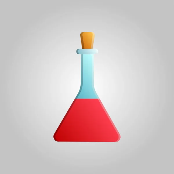 Hermoso icono médico de un tubo de ensayo químico de laboratorio de vidrio científico, frasco de investigación sobre un fondo blanco — Vector de stock