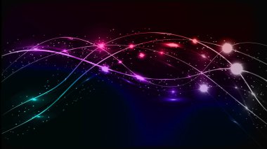 Soyut çok renkli mavi menekşe, kırmızı ve yeşil güzel dijital, sihirli, parlak, elektrik enerjili lazer deseni, çizgiler ve dalga çizgileri, arka plan.