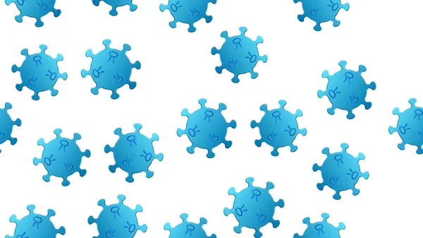 Sömlöst mönster av blå virus av bakterien coronavirus sjukdom Covid-19 pandemisk farlig infektiös konsistens på en vit bakgrund — Stock vektor