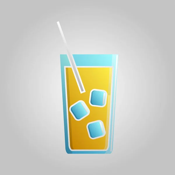 Grand rafraîchissant savoureux nouveau cocktail fort avec de l'alcool et du jus avec une paille sur un fond blanc — Image vectorielle