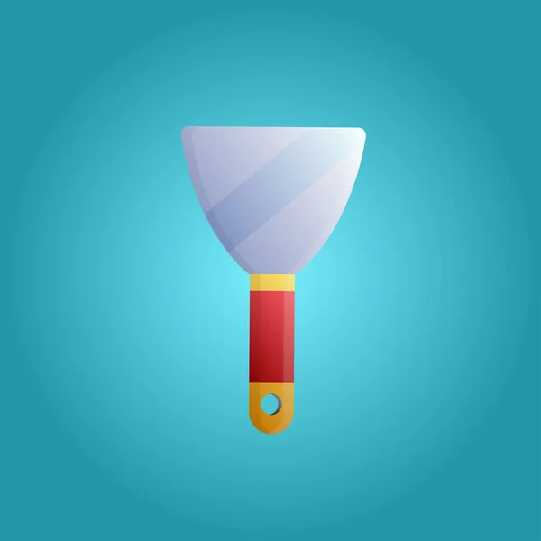 Outil de réparation et de construction d'une spatule métallique pour l'application de mortier et de plâtre sur un fond bleu. Illustration vectorielle — Image vectorielle