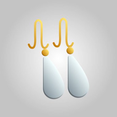 Moda, güzel, büyüleyici, modaya uygun, pahalı, beyaz arka planda değerli küpeler. Vektör illüstrasyonu