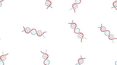 Tıbbi tıbbi tedavinin sınırsız örüntüsü beyaz arka planda DNA molekülü sarmalı oluşturur. Vektör illüstrasyonu