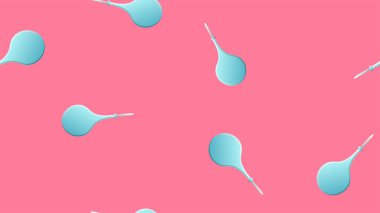 Pembe bir arka planda bağırsak temizleme için plastik lavmanların tıbbî malzemelerinin sonu gelmez kalıpları. Vektör illüstrasyonu