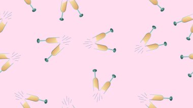 Pembe arka planda şampanya. Vektör illüstrasyonu