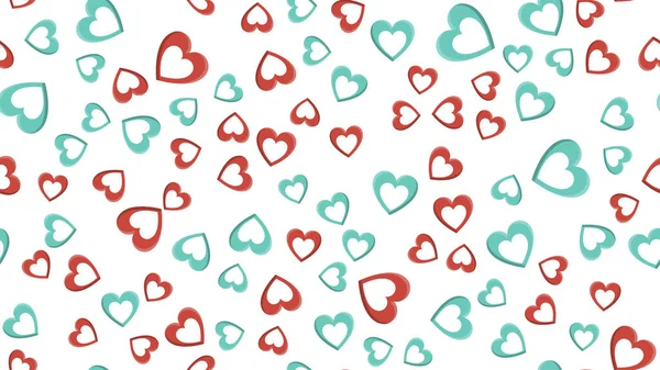 Endless seamless pattern of beautiful festive love joyful tender hearts on a white background. Vector illustration — Stock Vector