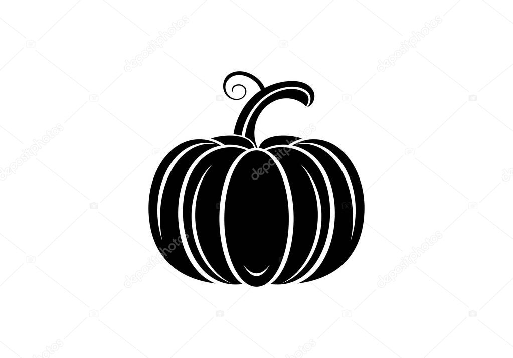Pumpkin icon or logo in modern line style. Vector illustration on a white background