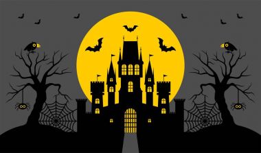 Cadılar Bayramı, fairytale kale. Vektör çizim