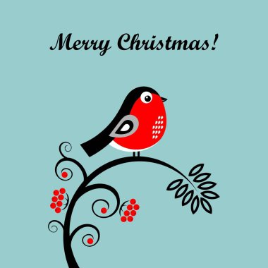 Noel karikatür şakrak kuşu. Vektör çizim