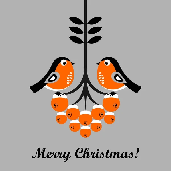 Caricature de Noël bullfinch. Illustration vectorielle — Image vectorielle