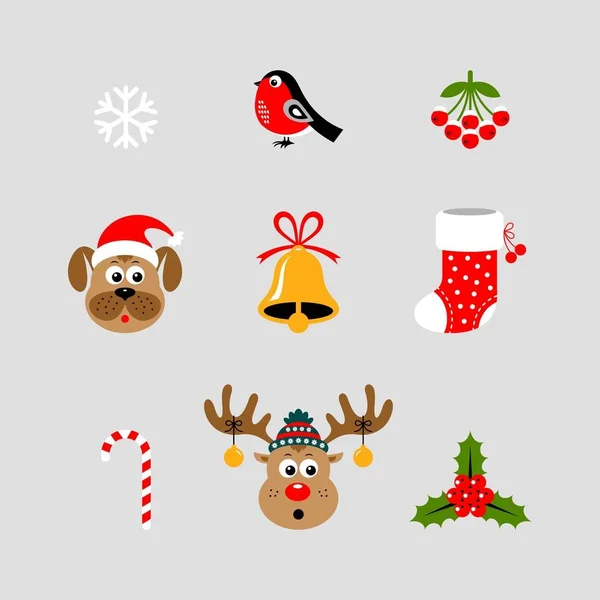 Icônes vectorielles plates de Noël — Image vectorielle