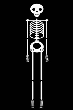 izole vektör siyah arka plan üzerinde beyaz insan iskeleti