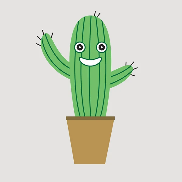 Cute Cactus Flower Pot Vector — Stock Vector