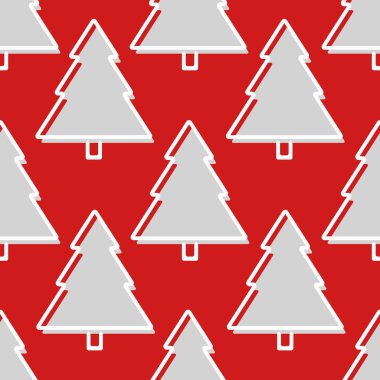 Noel ağacı seamless modeli kırmızı ve gri. çam ağacı desen. vektör