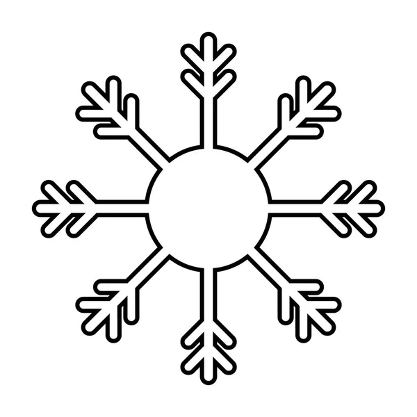Contorno Icona Silhouette Fiocco Neve Isolato Sfondo Bianco Vettore — Vettoriale Stock