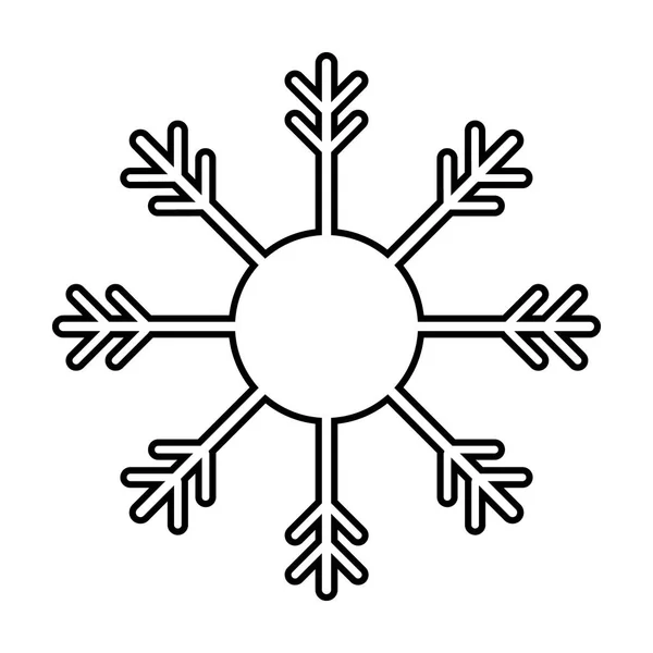 Contorno Icona Silhouette Fiocco Neve Isolato Sfondo Bianco Vettore — Vettoriale Stock